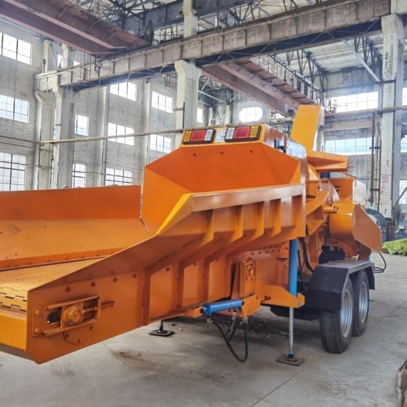 Wood Chipper 4 Inch Capacity Towable Shredder with Adjustable Discharge and Reversible Blades Suitable for Farm Yard and Landscaping