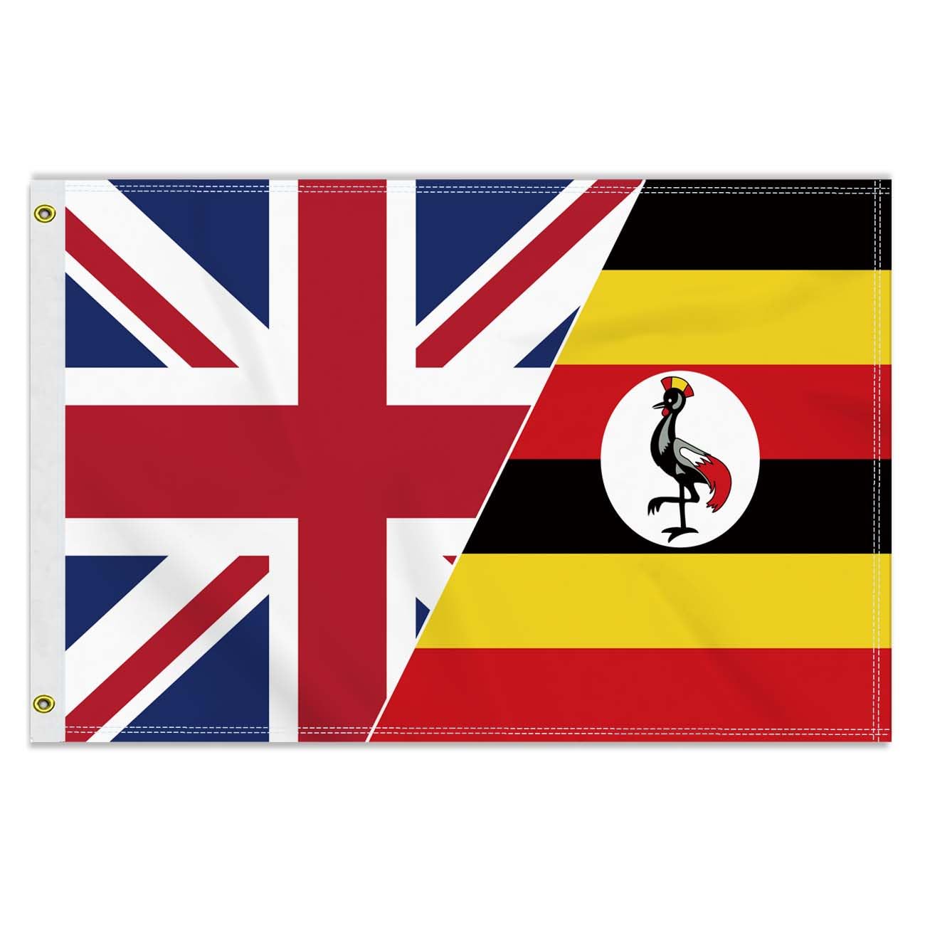 2×3 FT Uganda British Friendship Flag, Large 60×90 CM 150D Ugandan Outdoor Banner,Decor Garden With Brass Gromment