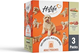 HiLife Adult Wet Dog Food, Mixed Chicken in Jelly Selection, Complete Dog Food Pouches, Grain Free & 100% Natural ingredients, Chicken with Veg & Beef (24 x 150g Pouches)