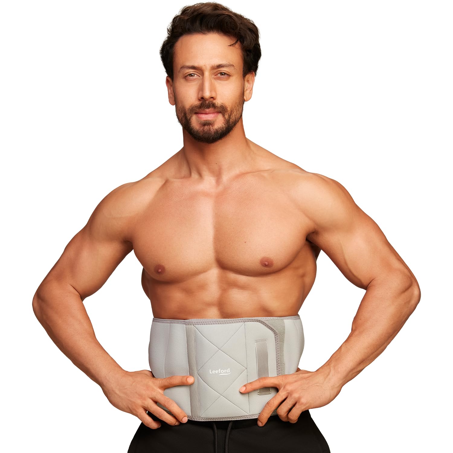 Leeford ABS Wrap | Neoprene Waist Trimmer for Abdomen & Back Support | Slimming Tummy Belt for Workout, Fitness & Waist Shaping | Adjustable Waist Belt for Men & Women | Universal Size Grey-image-22
