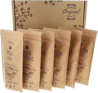 “Coffeenes Kaffeebohnen Probierset - 6x100g Arabica aus 6 Ländern - Ganze Bohnen Geschenkset”