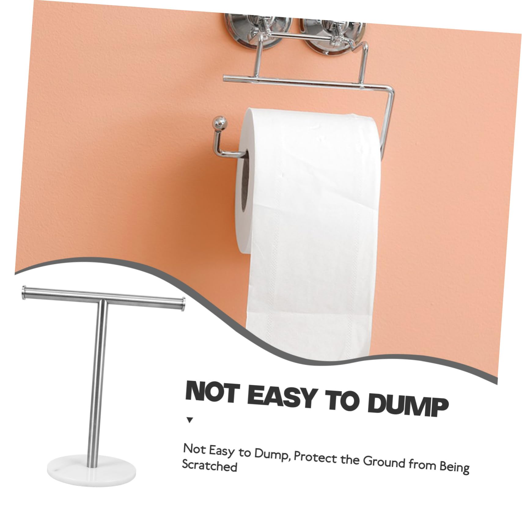 Cabilock Toallero De Mano De Acero Inoxidable Cepillado Base De Mármol, Soporte para Toallas De Baño Compacto y Portátil, Barra Forma De t Estable para Encimera, Organizador Práctico para Lavabo