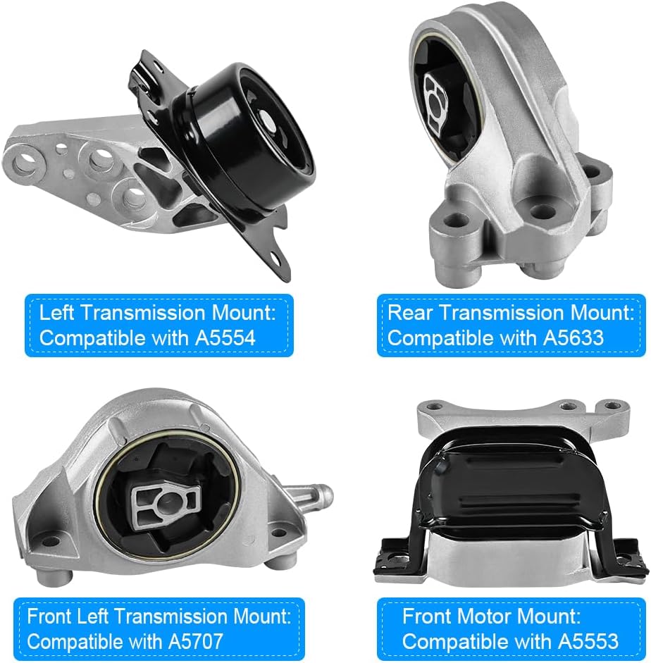 JDMON 4Pcs Engine Motor & Transmission Mount Kit Replacement for Chevrolet Equinox , GMC Terrain 3.0L 3.6L V6 2010 2011 2012 2013 2014 2015 2016 2017 Compatible with A5553, A5554, A5633, A5707, A5705
