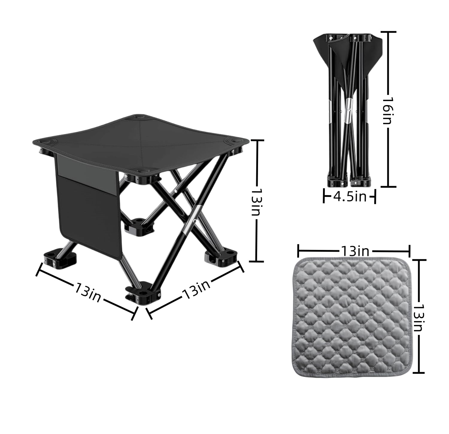 Xajsdlxs 2 Pack 13 Inch Portable Camping Stool(Black)?Collapsible Stool with Carry Bag ?Convenient for Travel ?BBQ?Fishing Hiking Outdoor Folding Stool ?with a Non-Slip seat Cushion (Cotton lint)
