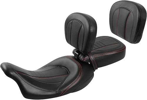 Miniatura 165 de TCT-MOTORPARTS Low-Profile Pillion 2-Up Seat Driver Passenger Seat & Rider Pad Fit For Harley Road Street Glide 2009-2023