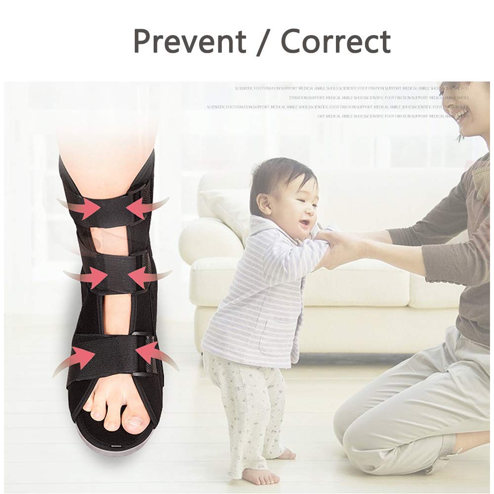 Ortesis de caída Zapato médico para caminar para niños Bota corta con punta rota Tobillera Soporte Férula Órtesis de pie Fracturas de ortesis Tobilleras para primeros auxilios Plantar con correa