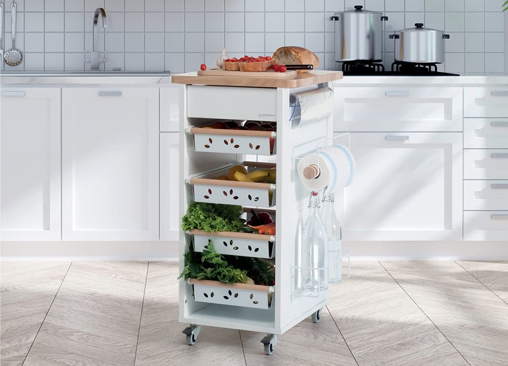 Foppapedretti Bistrot Carrello Cucina, Bianco naturale
