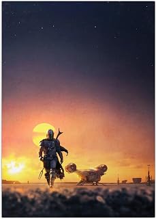 Displate Metal Poster Star Wars - Mandalorian Season 2 - Beginning - Din Djarin Walking At Dusk - Collectible Gift - Premium Decorations Wall Art Decor Gifts Movie Posters - 12.6x17.7 in