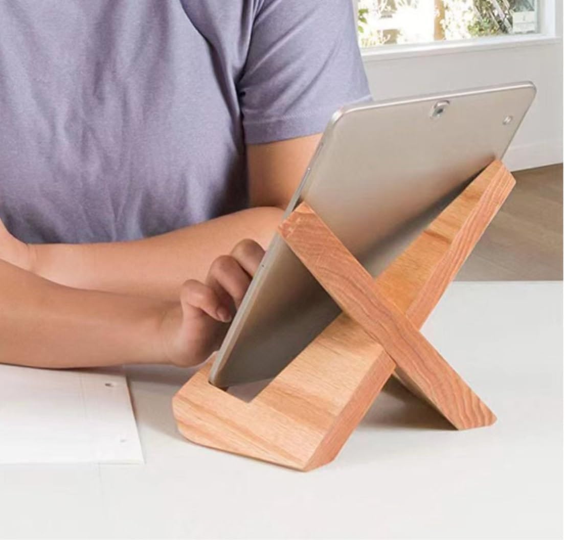 Cookbook Stand Convenient Cooking Cookbook Stand Rustic Wood Holder Foldable Recipe Book for Display Cook Tablets(A)