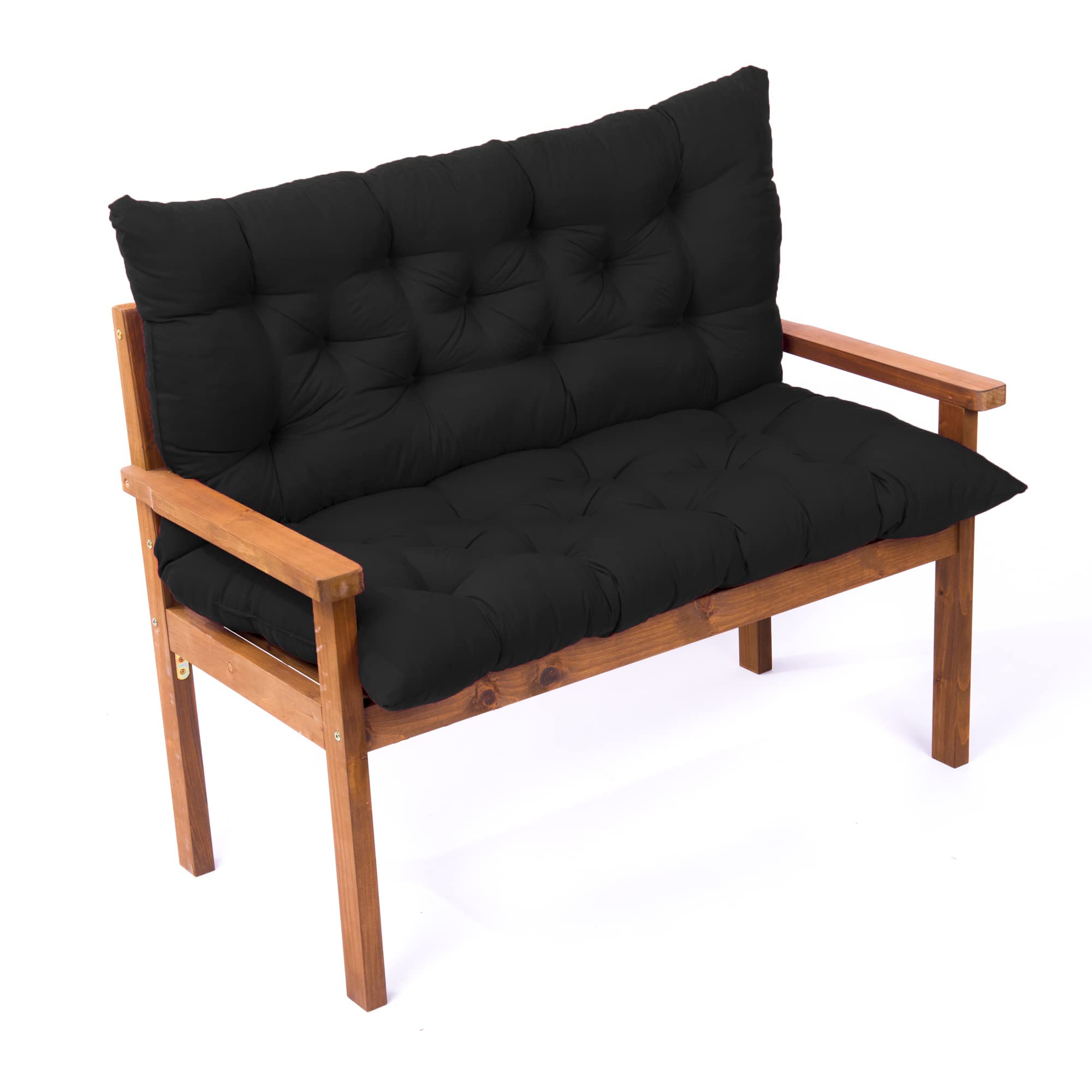 Poduszki na ławkę z oparciem na krzesło typu loveseat, na huśtawkę, do ogrodu, na patio, meble, czarne, 100 x 100 x 8 cm