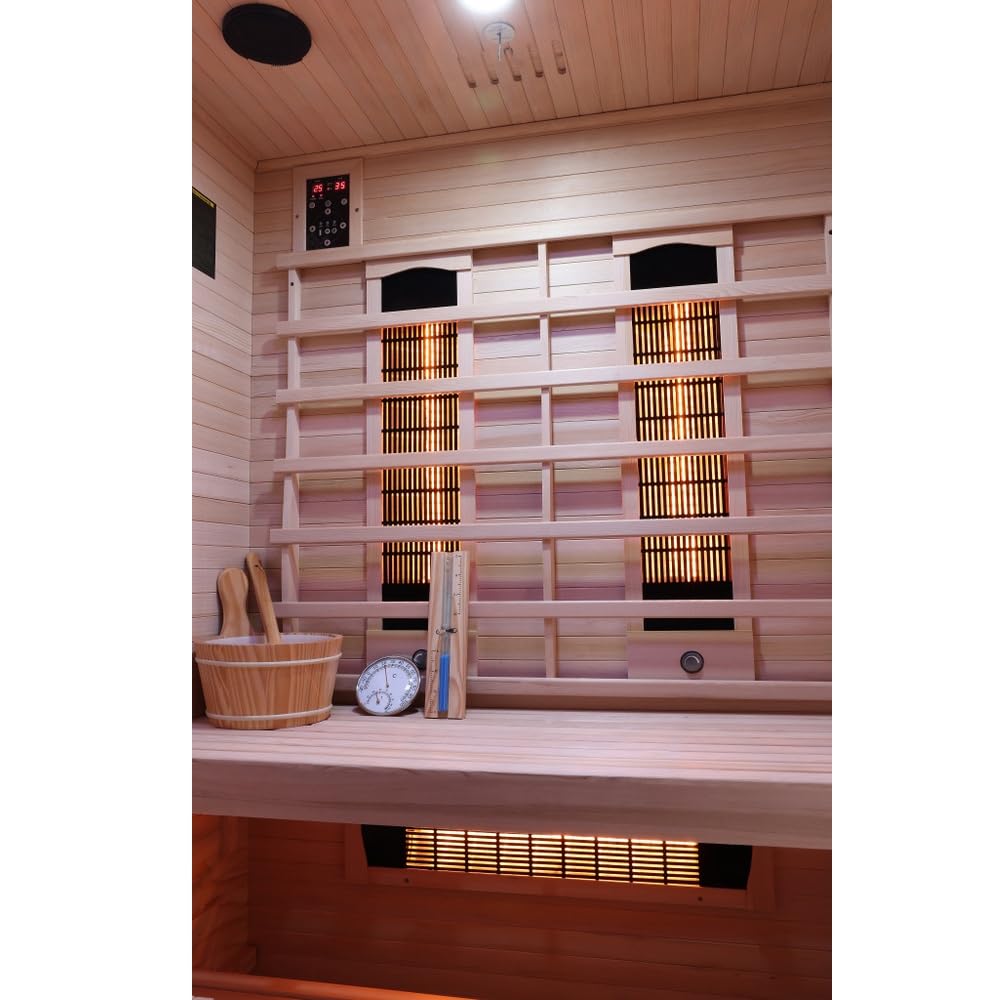 Bagno Italia Sauna 130x120 cm infrarossi e finlandese combinata piastre full spectrum e stufa