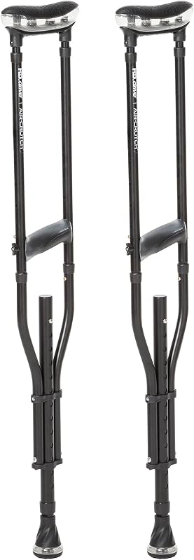 Air-Crutch Lightweight Walking Crutch, 300-lb Capacity, Black | Air-Crutch Lightweight Crutch Features Comfortable Underarm Pads and Ergonomic Grips with Adjustable Height