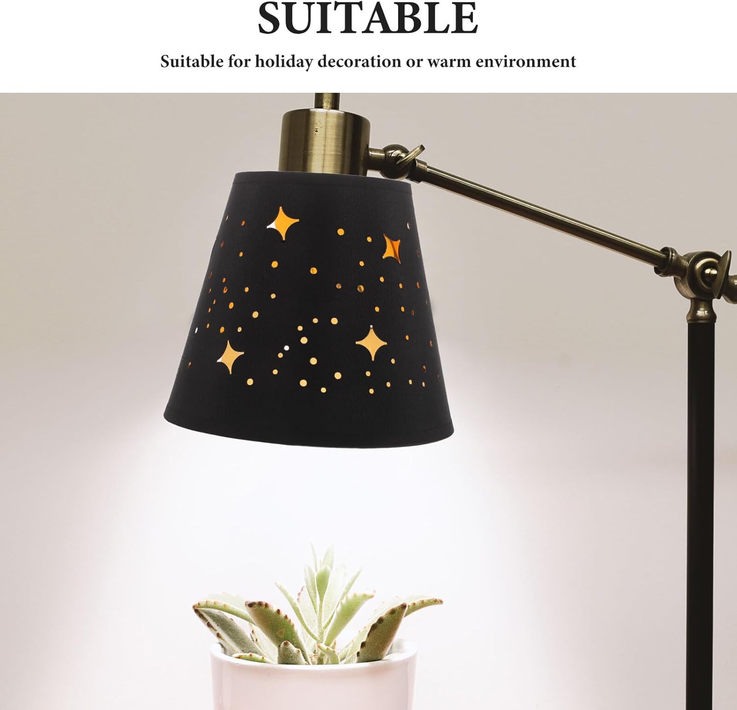Clip-on Star Lamp Shade Hollow Black Decorative Lampshade for Table and Floor Lamps, Replacement Clip Desk Light Cover for Home Lighting Accessories