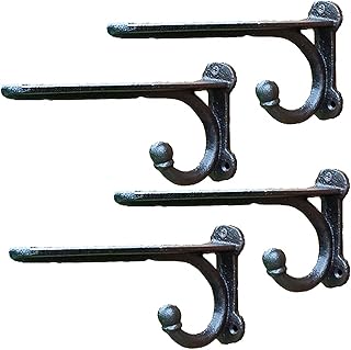 HAOTAI Supports et Supports d'étagère rustiques décoratifs Support d'étagère Noir en métal avec Crochet Support Industriel pour matériel de rayonnage de Ferme Robuste