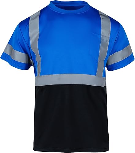 Miniatura 8 de Camisas de seguridad para hombre, paquete de 3 camisetas reflectantes de alta visibilidad de manga corta para trabajo de construcción (amarillo, M)