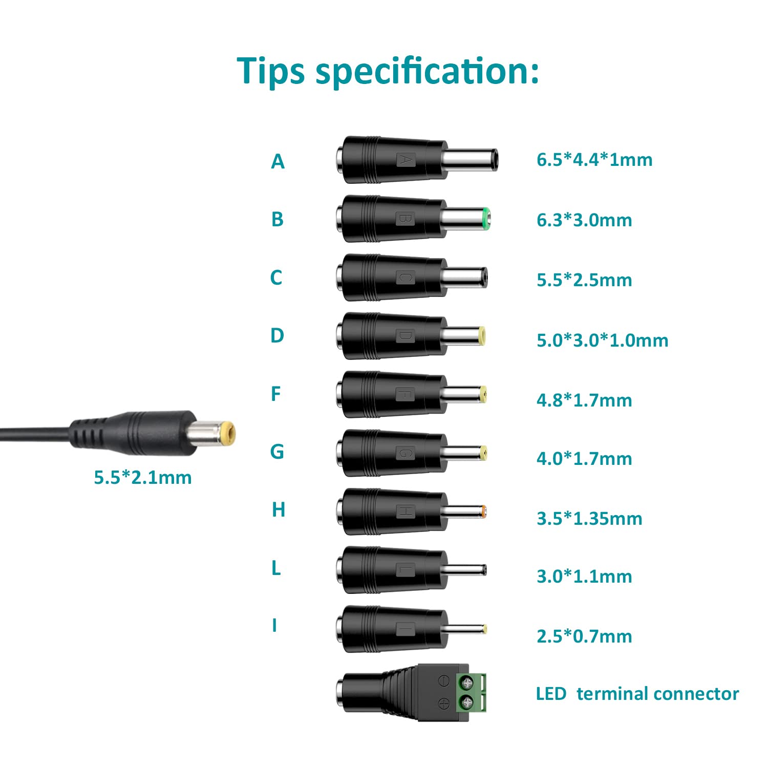 Basicvolt Universal AC Adapter 12V 2A DC Power Supply Center Positive 12 Volt 2 Amp 1.5A 1A 500ma 300ma Charger Power Cord for TV Box Tablet Speaker GPS Webcam Router Alarm Clock