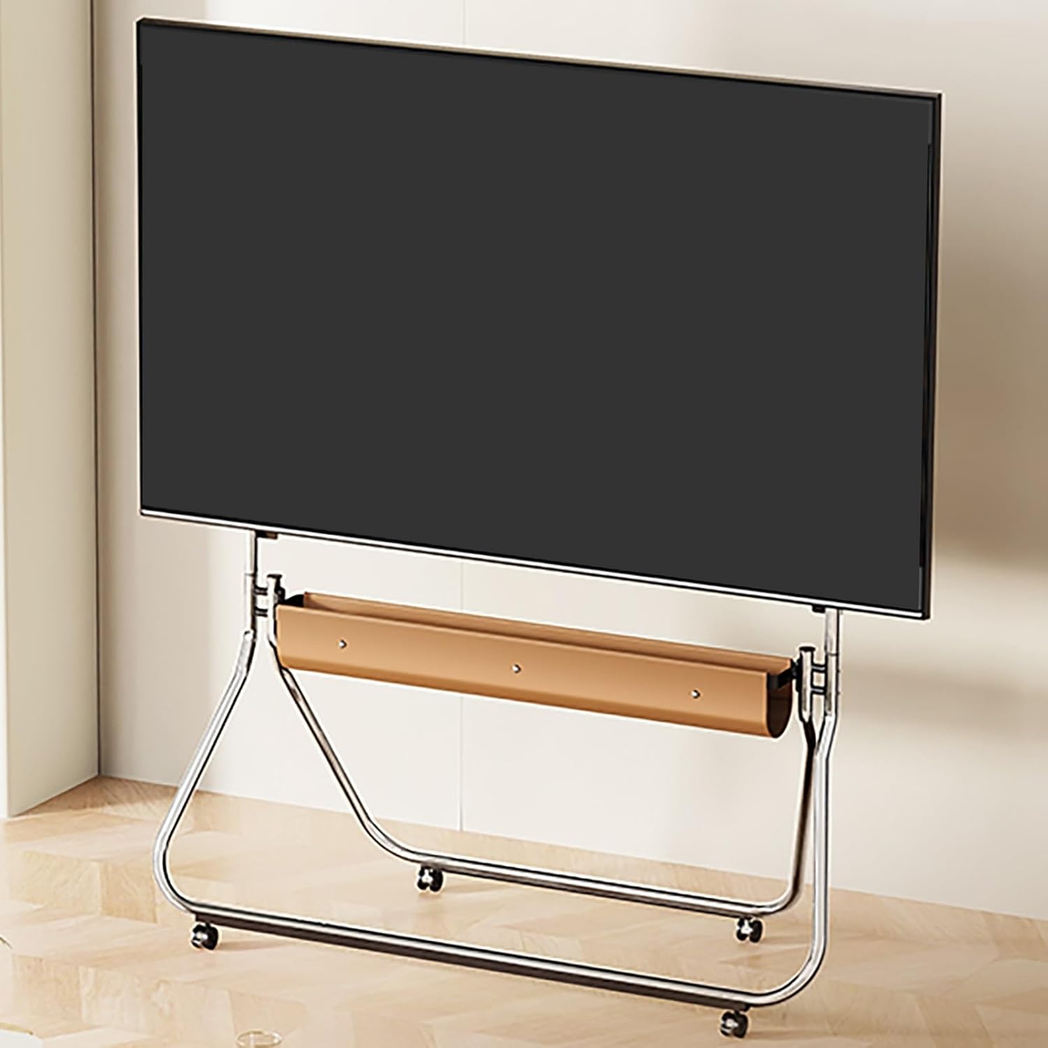 Mobile TV Cart with Wheels, Rolling TV Stand for 55-85 Inch Screen TVs, Height Adjustable Shelf Floor TV Stand, TV Stand Mount with Storage Bag, Holds Up to 80kg