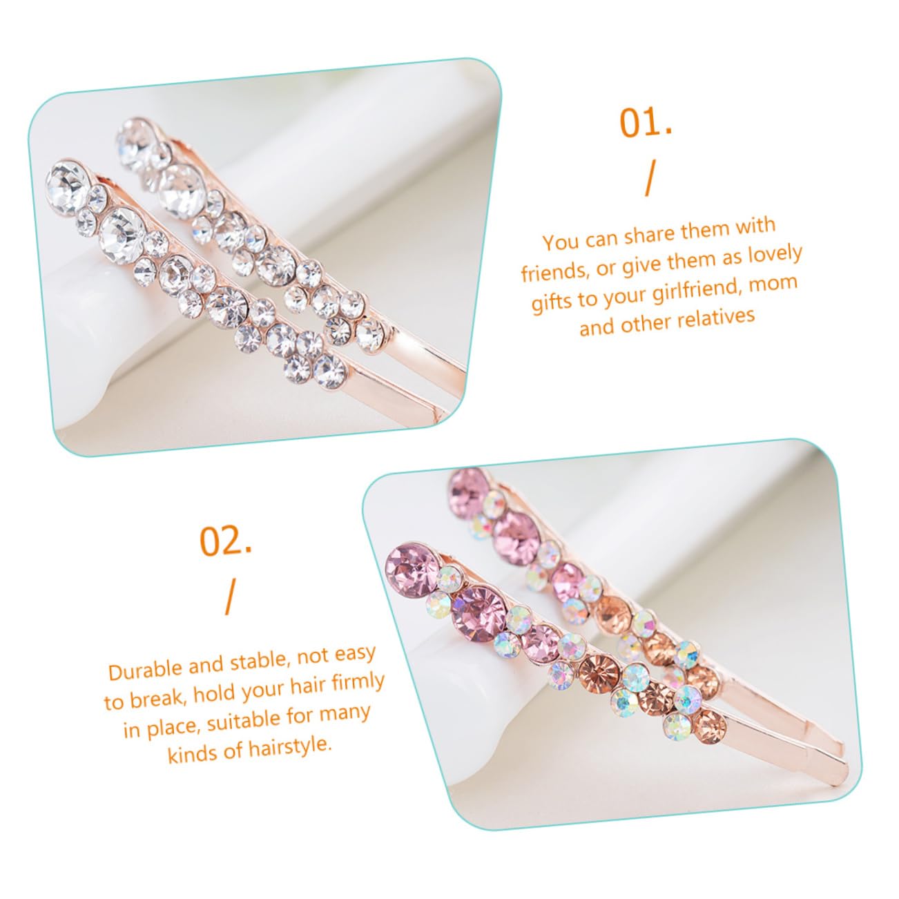 FRCOLOR 30stücke Teiliges Glitzernde Haarnadeln Mit Strass Für Damen Shiny Bobby Pins Für Hochzeiten Partys Und Besondere Anlässe Stilvolle Haarschmuck-accessoires Weiß Blau Rosa Und
