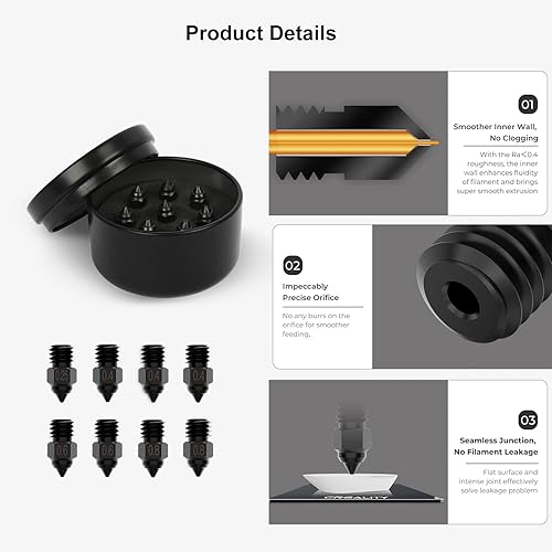 Miniatura 7 de ENOMAKER Boquilla de acero de alta gama MK8 0.016in 842.0F puntas de extrusor endurecidas con alta conductividad térmica para impresoras 3D Creality