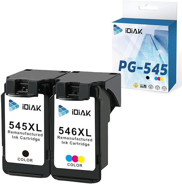 IDIAK PG545XL CL546XL Remanufactured for Canon PG545XL CL546XL Ink Cartridges for Canon PIXMA MX495 TS3150 TS3151 MG2450 MG2550 MG2550S MG2950 MG3050 MG3052 MG3053 TS205 TS305 iP2850 Black + Tricolour