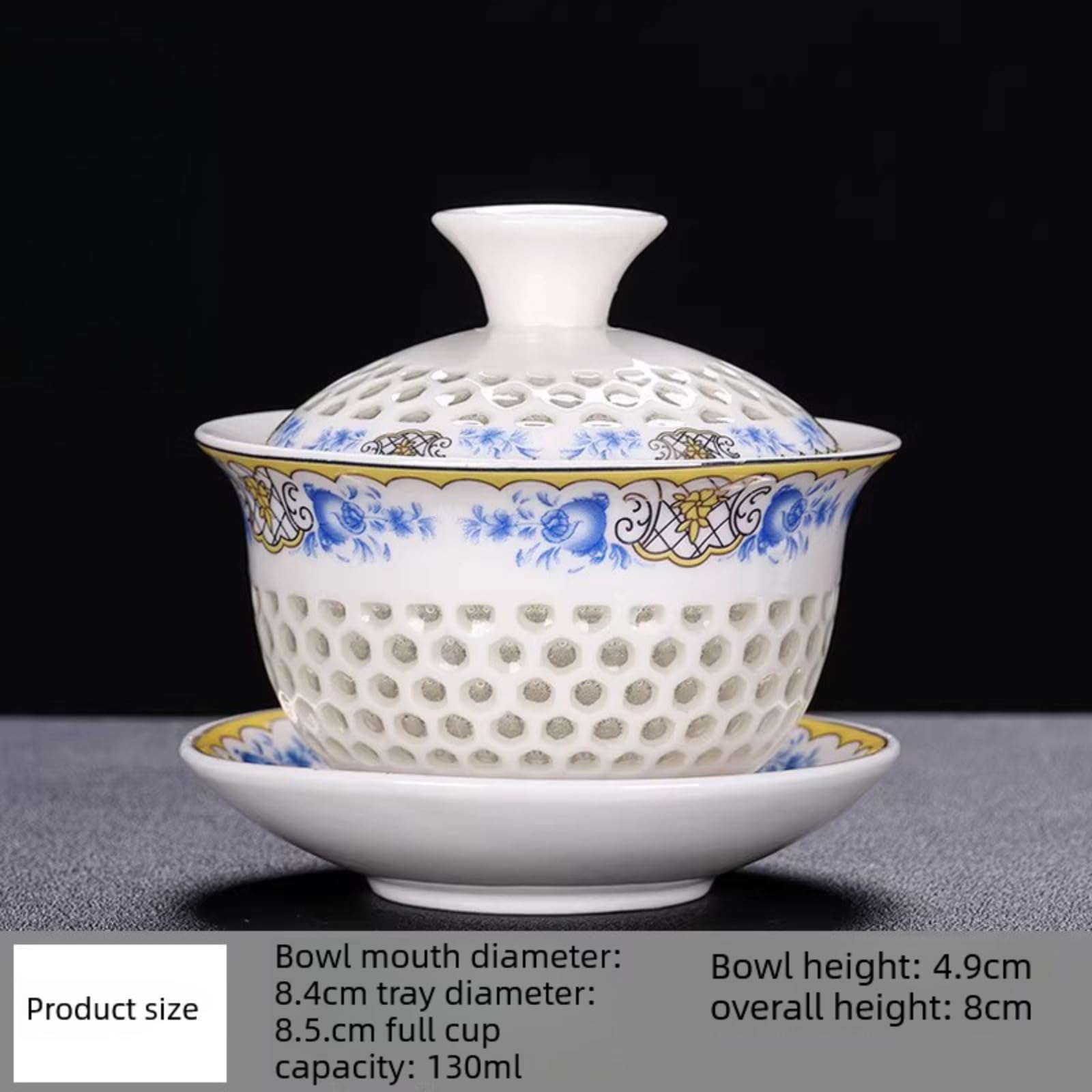 Mutton-fat Jade Ceramic Whiteware Sancai Gaiwan Teacup, 130ml 4oz, Kungfu Tea Set Tea Bowl