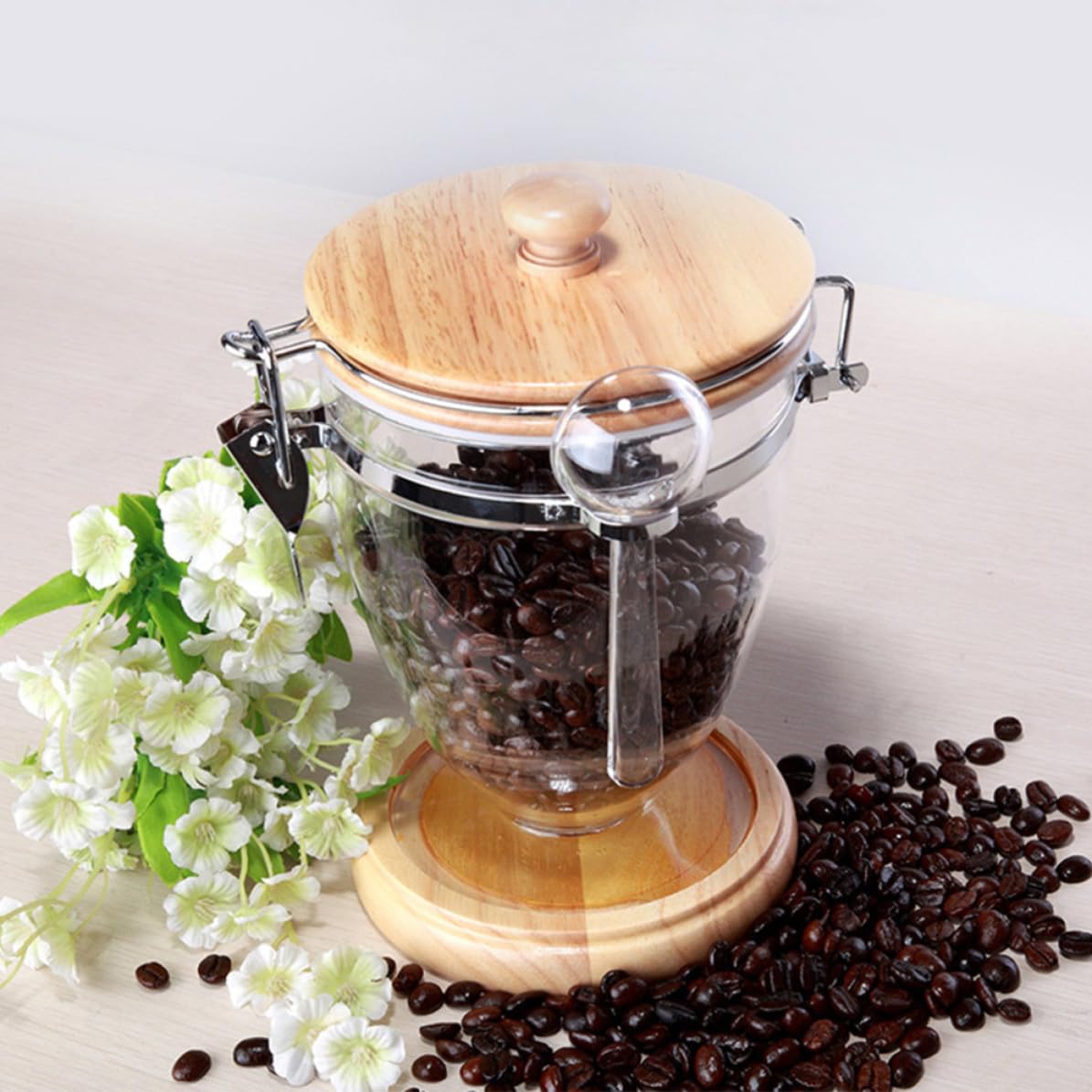 Barattolo Ermetico per Tè e Caffè in Plastico Manico, Forma Semplice