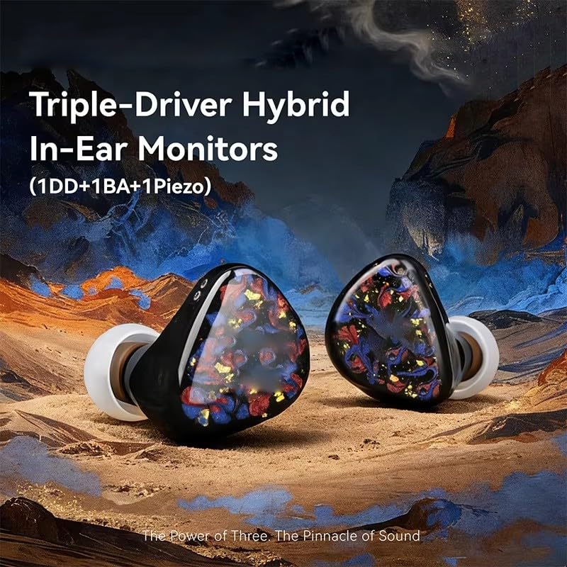 Per IEM ibridi a triplo driver con 1DD+1BA+1Piezo, auricolari in resina stampata in 3D, cuffie in-ear per monitoraggio HiFi da 320 Ohm, 2 pin da 0,78 mm, cavo da 1,25 m (colorato)