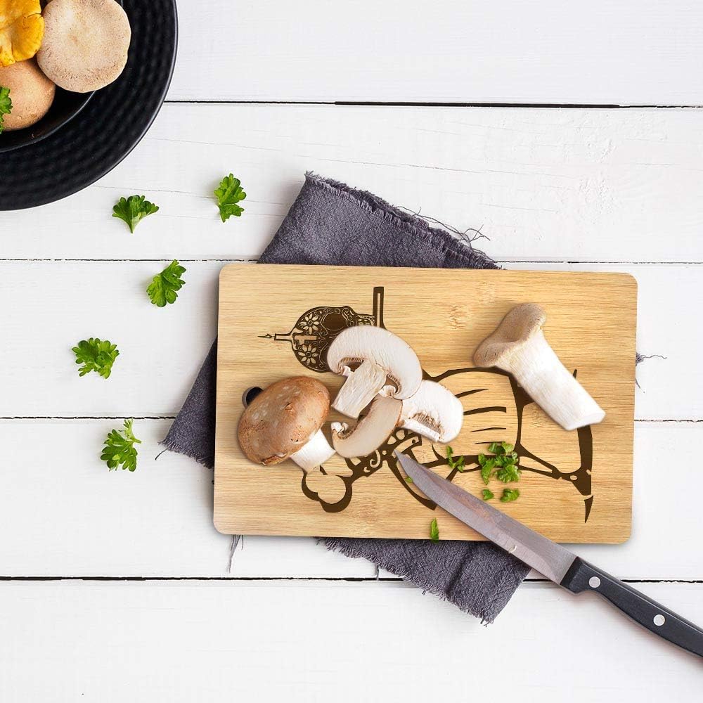 The Geeky Days Day of The Dead Chef Skull Cook Engrave Cutting Board Dia De Los Muertos Kitchen Cooking Accessories Custom Name Chopping Board Block for Food Prep, Meat and Vegetables