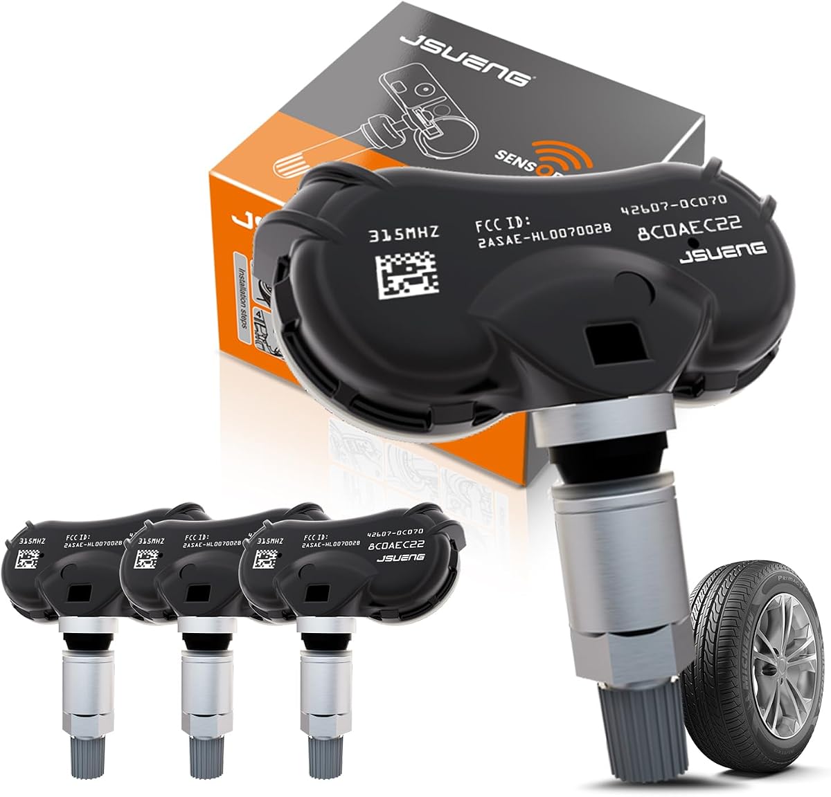 Jsueng 4PCS Pre-Programmed TPMS Sensor Tire Pressure Monitoring Sensor | Compatible with Toyota, Sequoia 08-17, Sienna 06-20, Tundra 06-17, 315Mhz