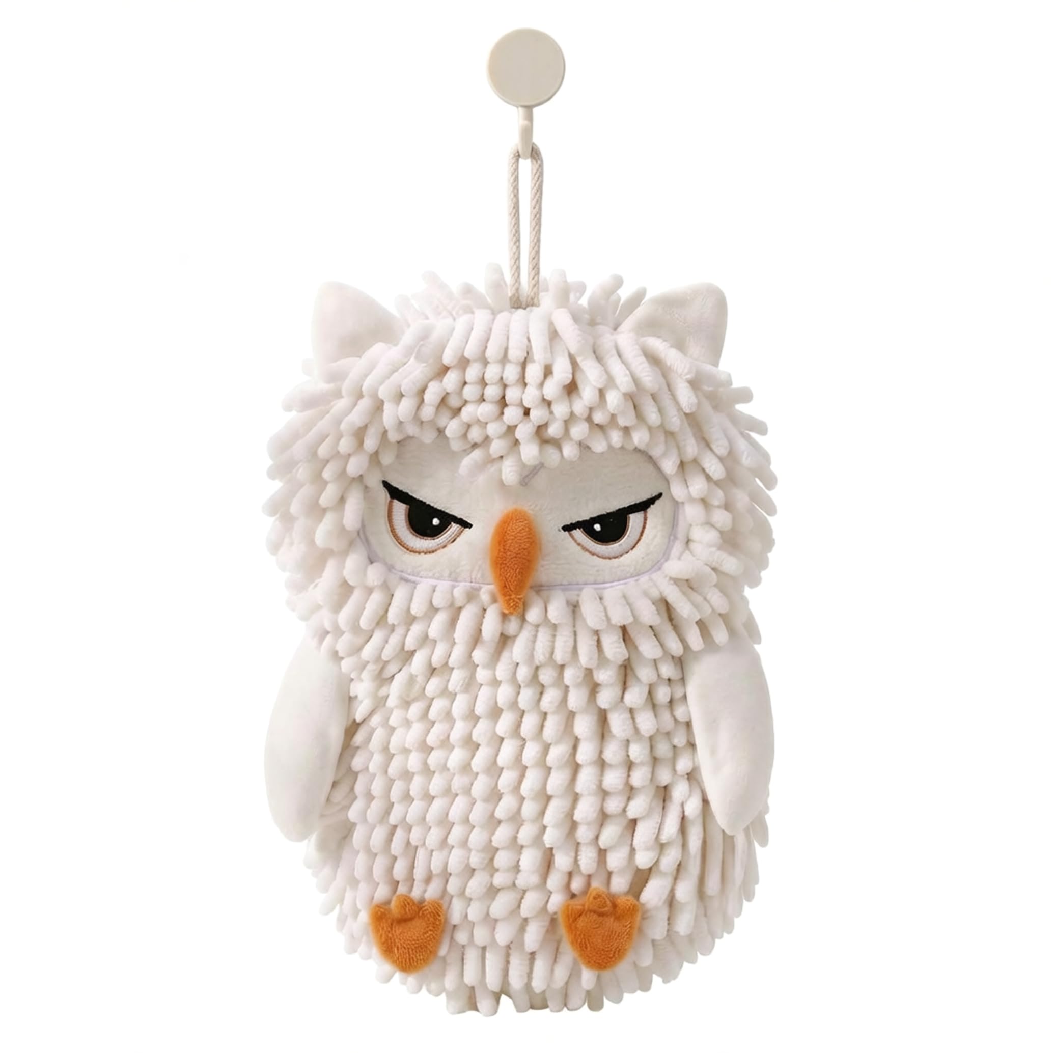 Grtheenumb Chenille Hand Towel, Cute Owl Chenille Towel, Absorbent Fast-drying Hanging Hand Towels For Kitchen & Bathroom - White, 8.66x11.02inch