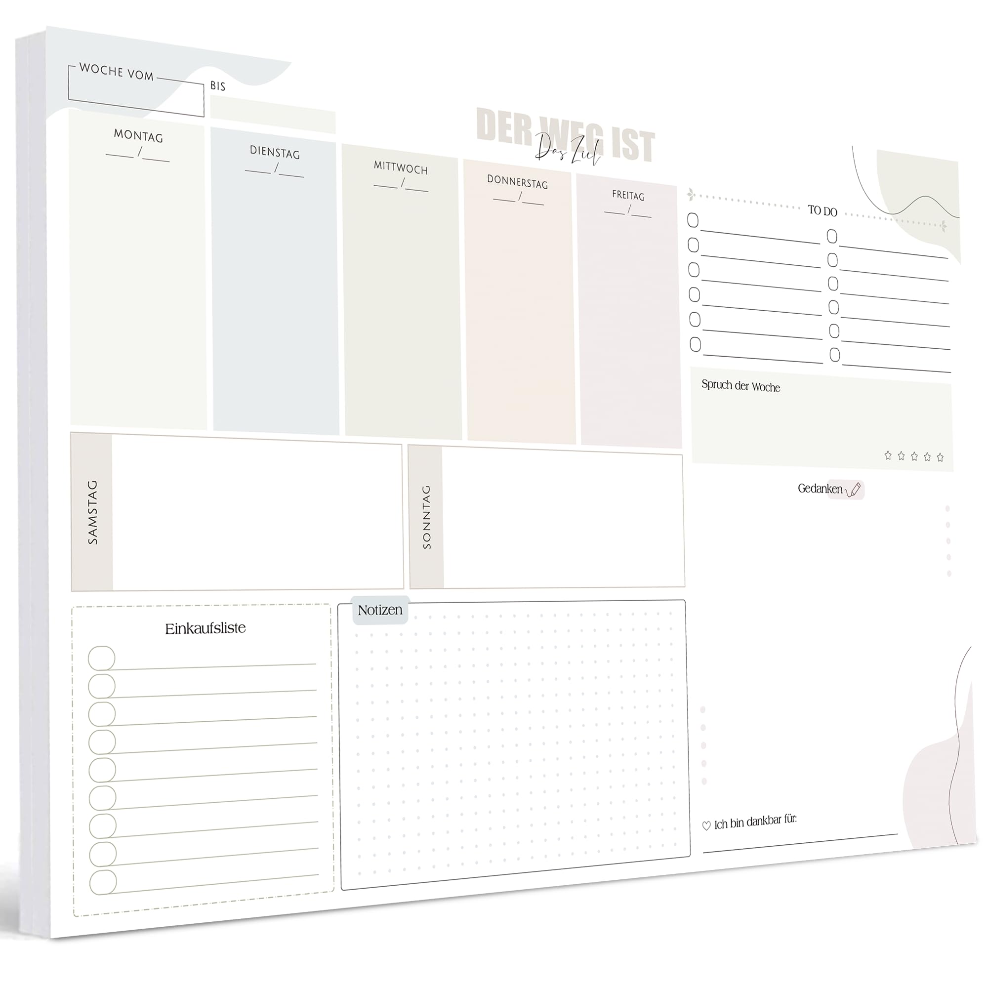 BIROYAL A3 Weekly Planner Pad - 50 Pages with To Do List - Multicoloured - 297x420mm, 280x420mm
