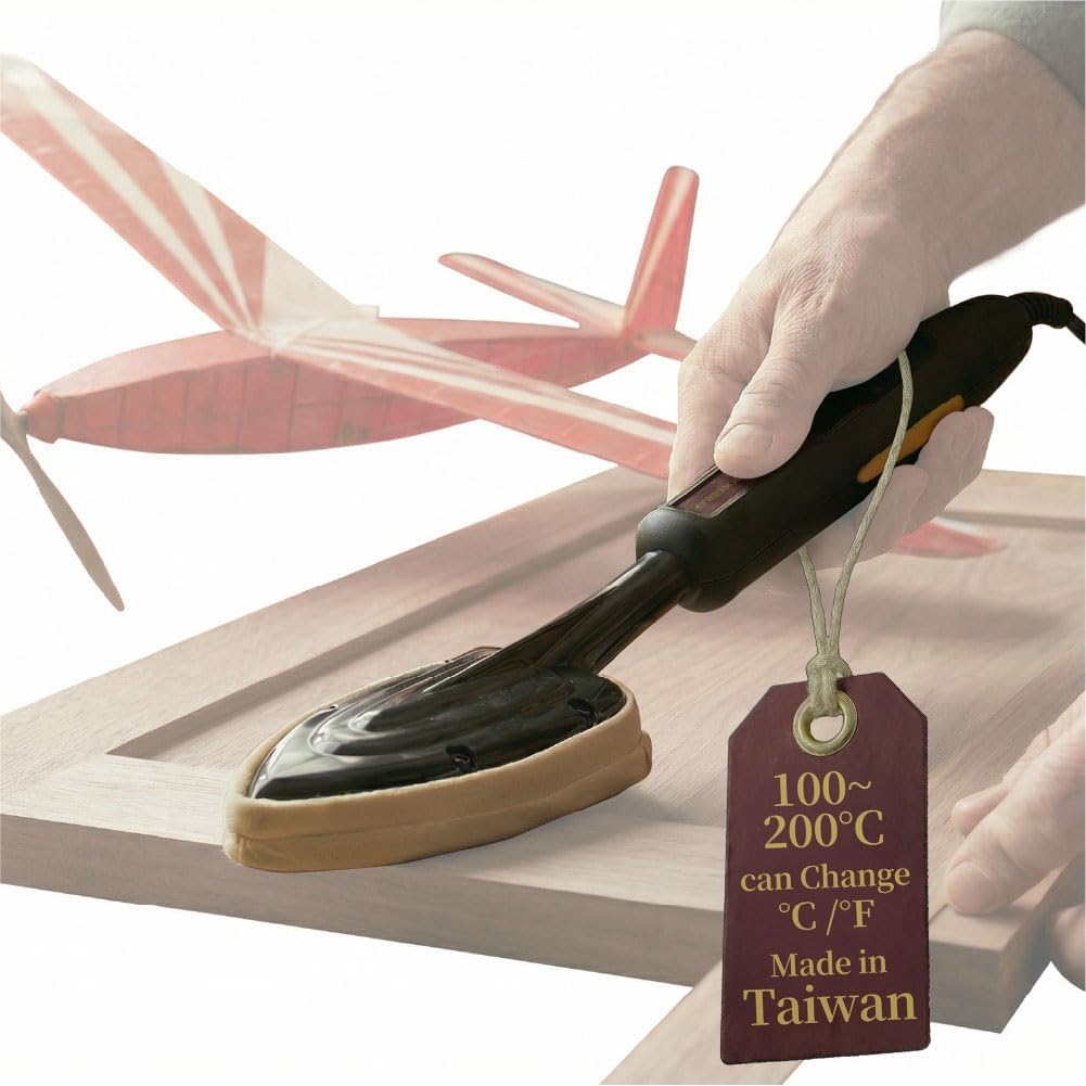 O'SKOOL Edge Banding Iron 100–200°C with Digital Display, Adjustable Heat Sealing Tool for Veneer & Tacking, °C/°F Switchable 110V, VL01