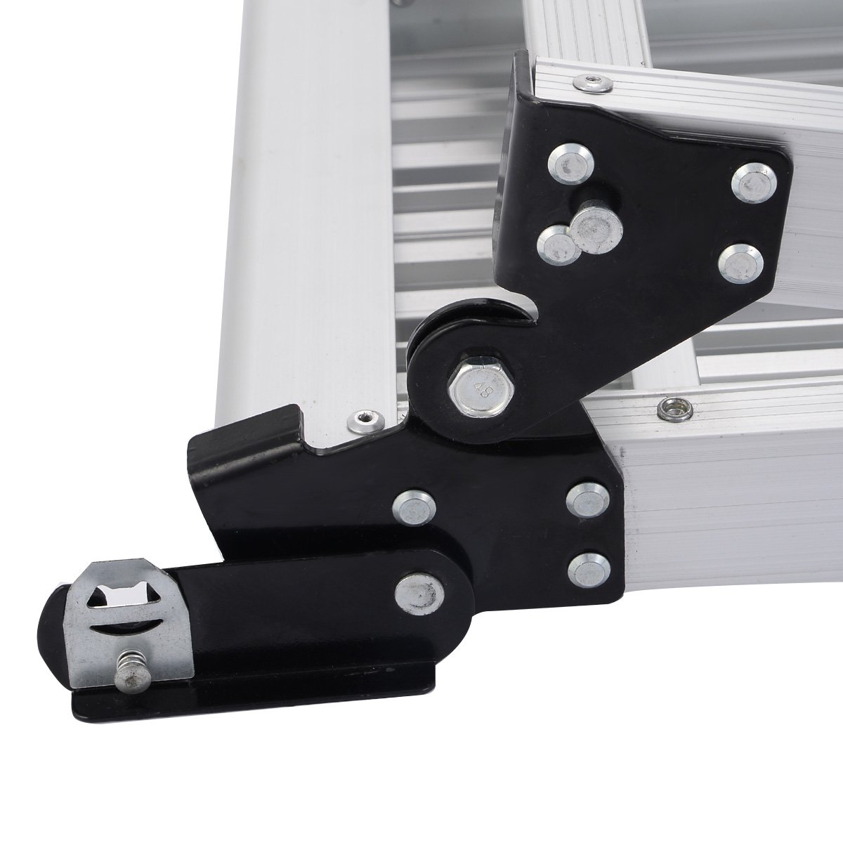 COSTWAY Aluminiowa platforma robocza, składany stół warsztatowy z matami antypoślizgowymi, platforma robocza o nośności 150 kg, ławka do wchodzenia z zamkami bezpieczeństwa, drabinka do domu, biura