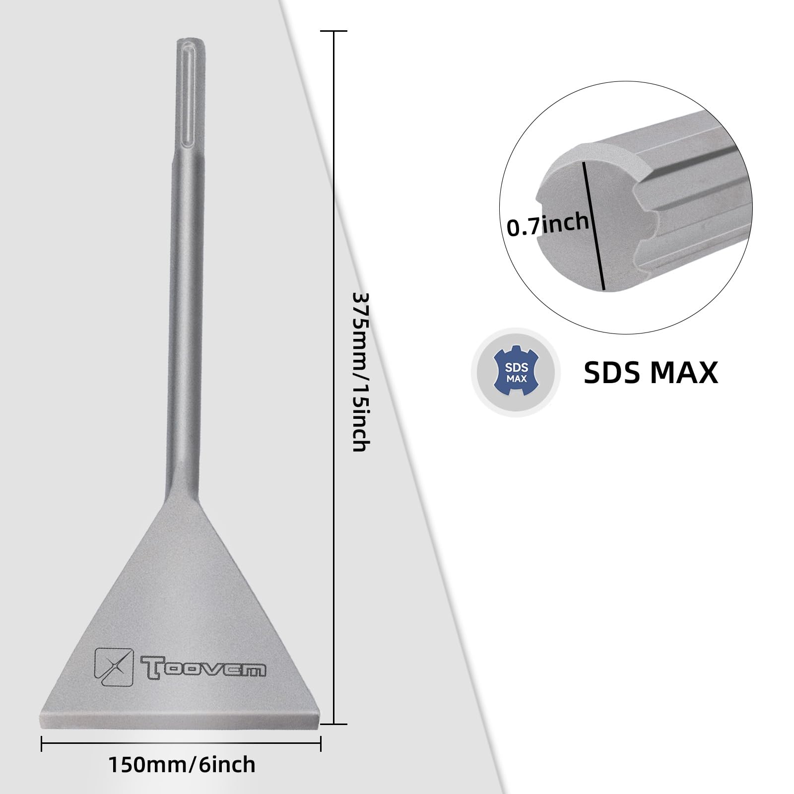 SDS Max - Cincel raspador de suelo de 6 pulgadas de ancho, brocas de cincel para raspar, herramienta de punta de pala plana de acero para quitar suelo, mortero de hormigón con taladros de martillo