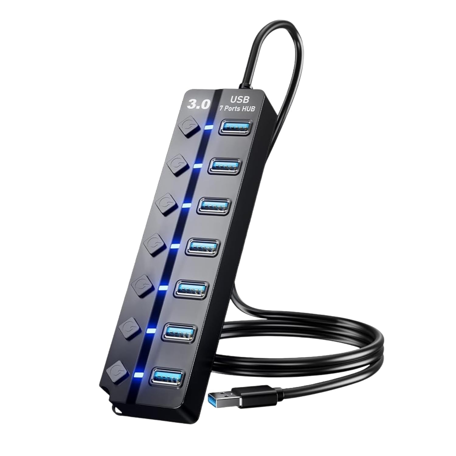 USB 3.0 Hub 7 Port Powered Extender with Individual On/Off Switches & LED Indicators | High-Speed 5Gbps Multi USB Splitter | 1.2m Cable for Laptop, Desktop, PC, Mac, Flash Drive, Keyboard & Mouse-image-17
