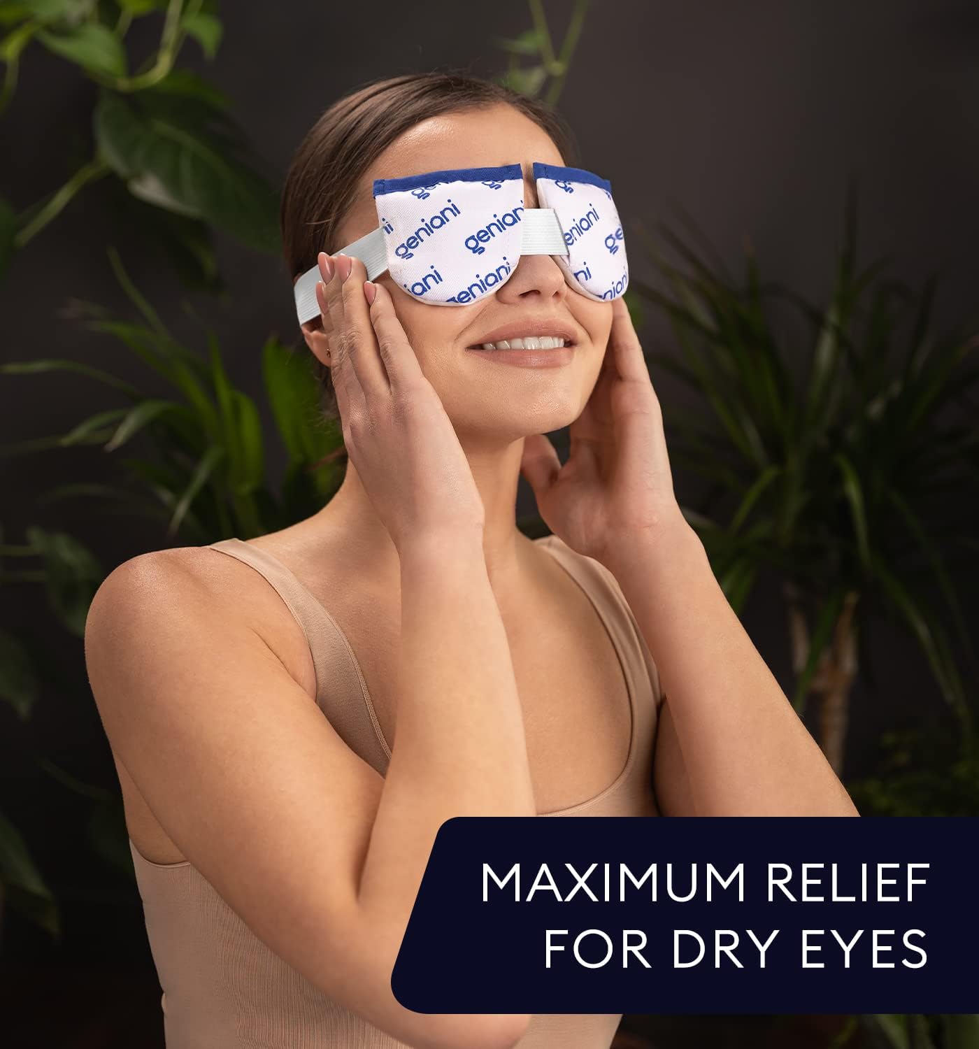 GENIANI Microwave Heated Warm Compress for Eyes, Fast Acting & Effective Moist Heat Eye Mask for Dry Eyes, Eye Care Mask for Tired Eyes, Dry Eye Therapy Mask, (Pack of 1, White)