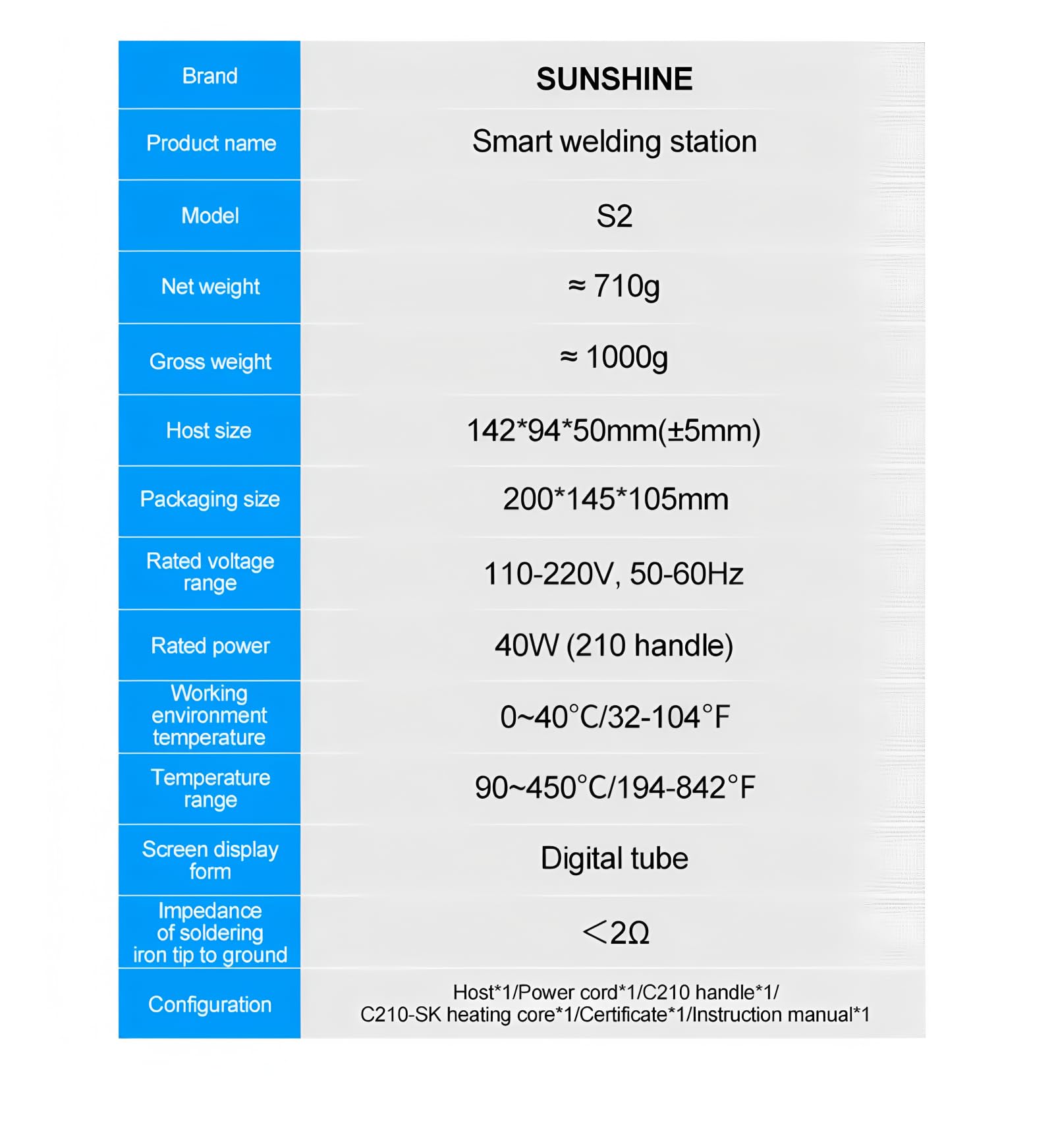 SUNSHINE S2 210 Stazione di Saldatura di Precisione Supporta Punta C210 per Saldature Grandi Riscaldamento Rapido Stazioni di Saldatura