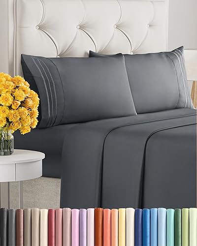 Miniatura 109 de Juego de sábanas de 4 piezas de tamaño matrimonial, sábanas extrasuaves, transpirables y refrescantes, sábanas duraderas de lujo para mujeres