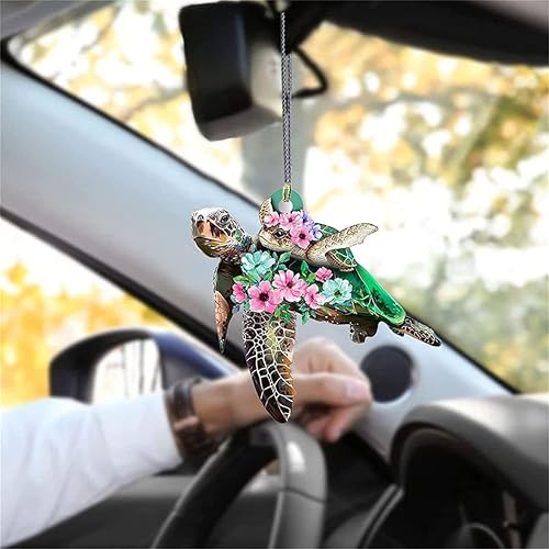 Miniatura 3 de ikasus Adorno colgante de tortuga, bonito dije de espejo retrovisor para automóvil, decoración colgante para el hogar, tortuga marina kawaii mamá