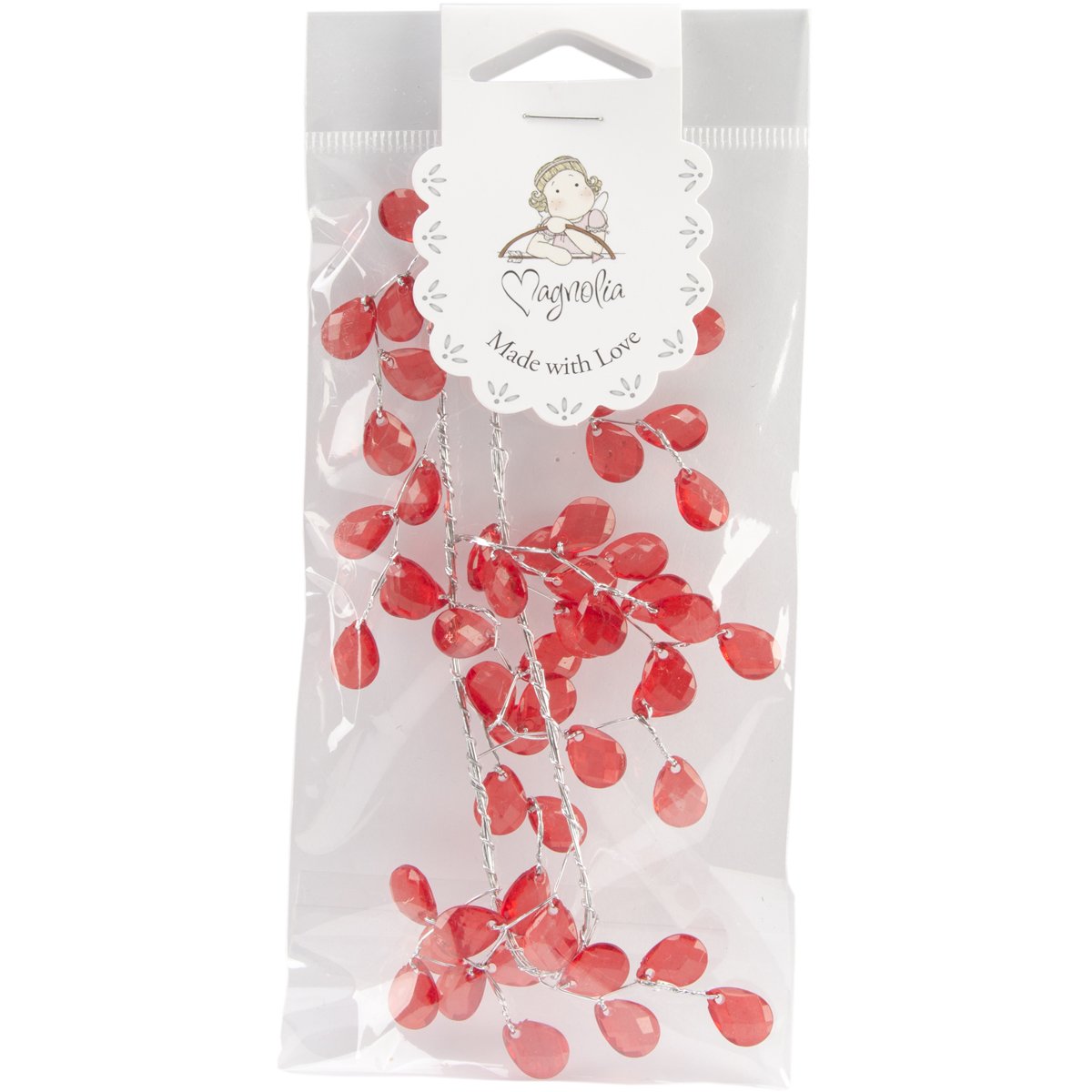 Magnolia Shabby Chic Chandelier Garland, 12-Inch, Red