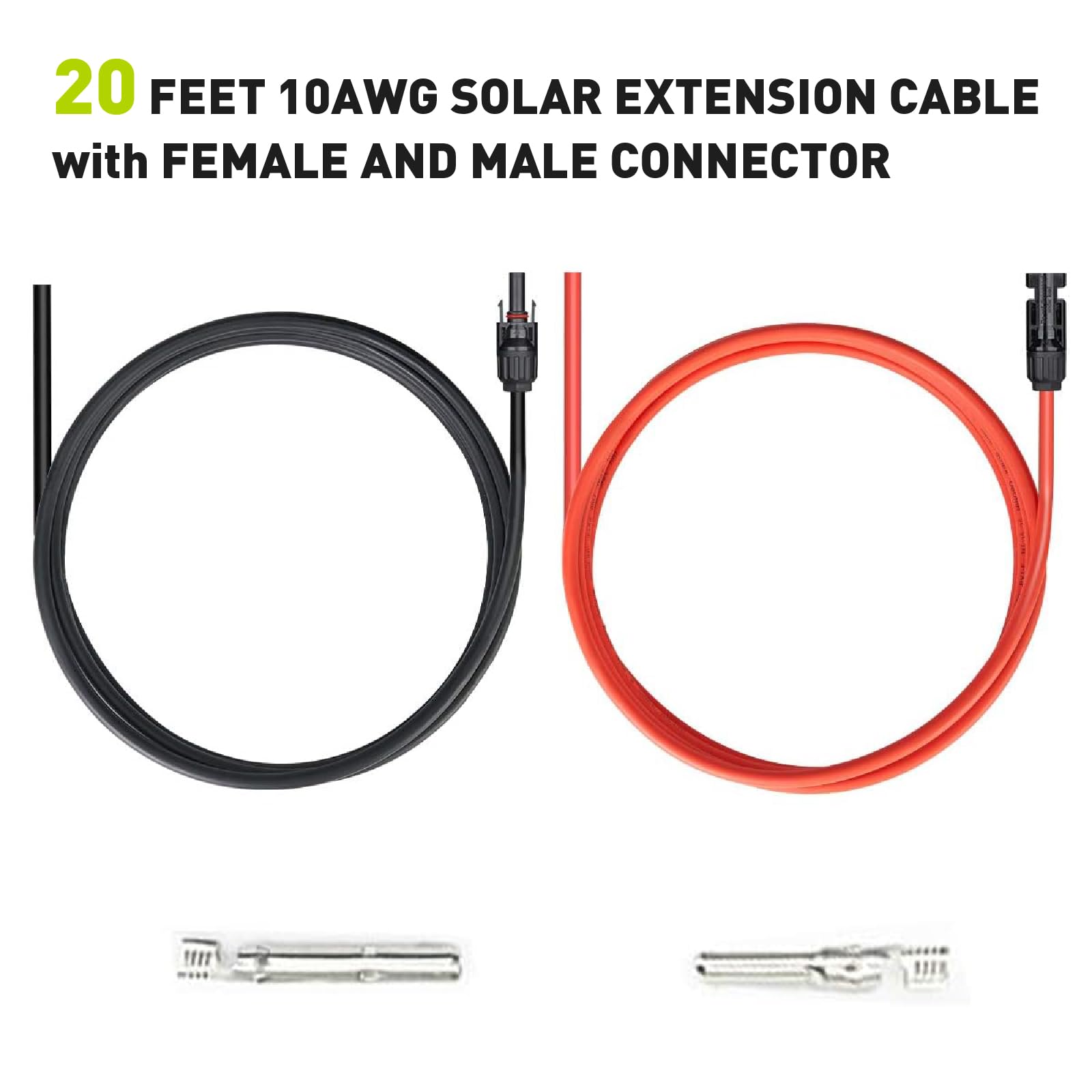Newpowa Cavo di prolunga solare PV 4 mm² 6 m, un paio di 6 m di cavo rosso nero 6 m con connettori maschi/femmine, collegare regolatore di carica e pannello solare