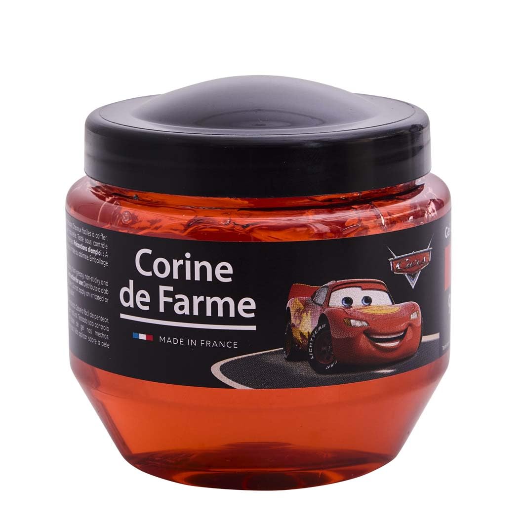 Corine de Farme, Gel Coiffant Fixation Forte 250ml Cars - Tenue Parfaite pour Enfants - Texture Non Grasse et Non Collante - Idéal pour Cheveux Unisexes - Parfum Agréable - Soin Coiffure Durable