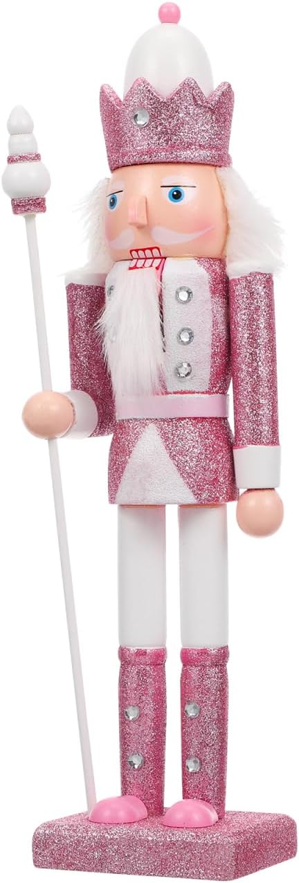 Cabilock Christmas Nutcracker Wooden Nutcracker Puppet Holiday Christmas Decoration 12 Inch Walnut Soldier Ornament for Home Desktop Decor Festive Figure