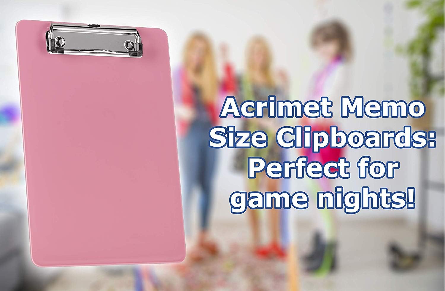 Acrimet Clipboard Memo Size A5 (9 1/4” x 6 5/16”) Low Profile Clip (Plastic) (Solid Pink Color) (6 Pack)