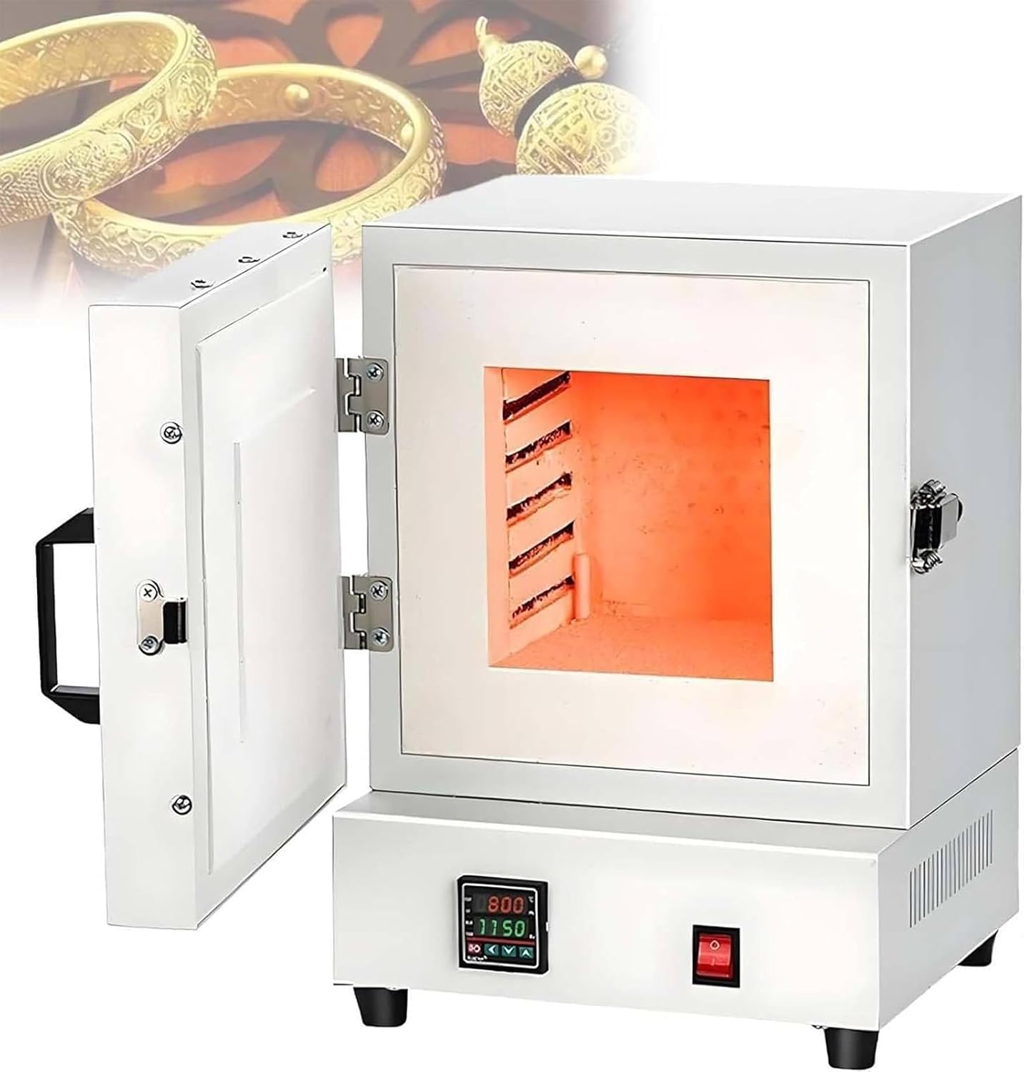 2000W Enclosed Muffle Oven, Electric kiln Metal Melting Furnace with Controller, Laboratory Closed Muffle Furnace, Hi-Temp 2102℉/1150℃, for Jewelry Making, Wax Casting, Clay Pottery Ceramic DIY, Glass