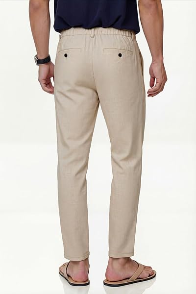 GINGTTO Leinenhose Herren Stretch Slim Fit Anzughose Business Männer Sommerhose - 4