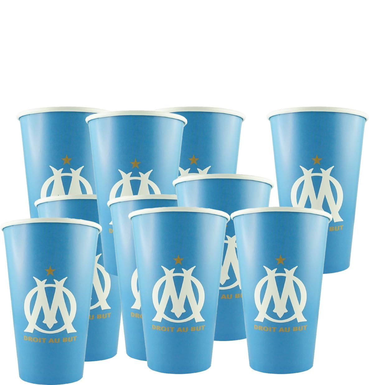 OLYMPIQUE DE MARSEILLE 10 x verre gobelet jetable 47,5cl OM - Collection officielle
