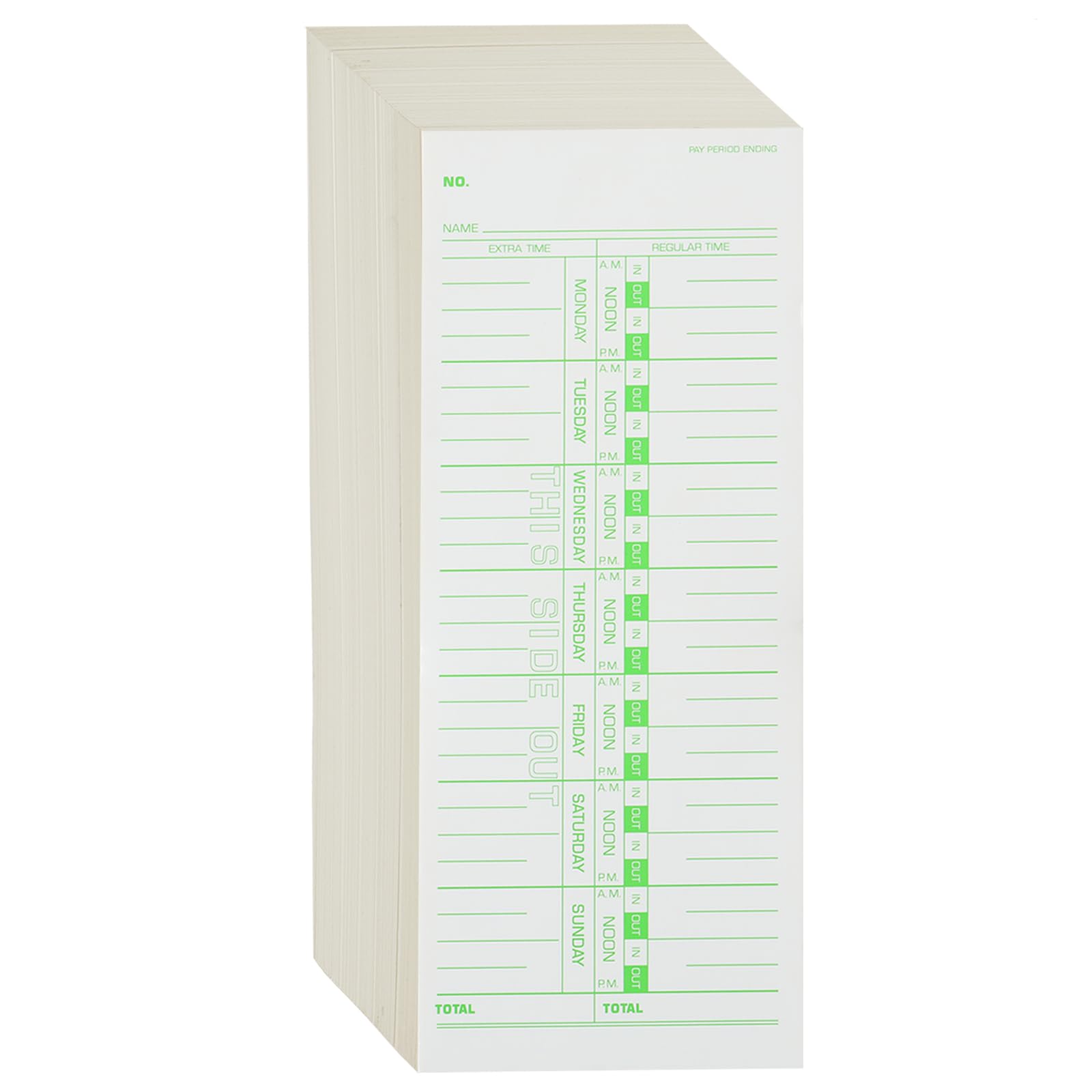 1000PCS Time Cards for Employees Weekly, 1 Sided Time Sheets, 3-1/2" x 9", Green