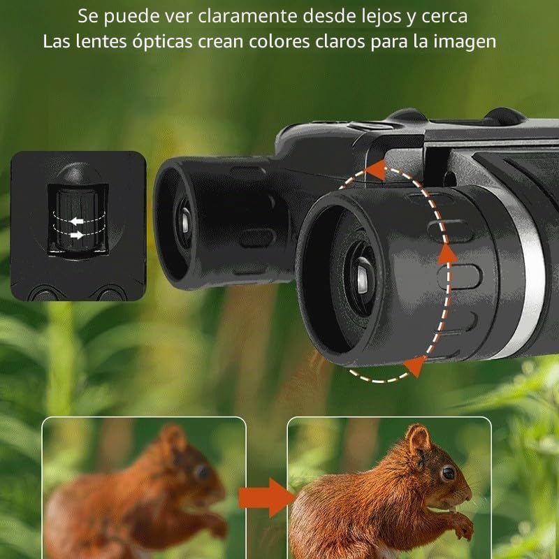 Prismáticos 12x32 con cámara y pantalla LCD de 2 pulgadas, adecuados para capturar fotos y videos durante la observación de aves, conciertos y viajes de caza (negro)