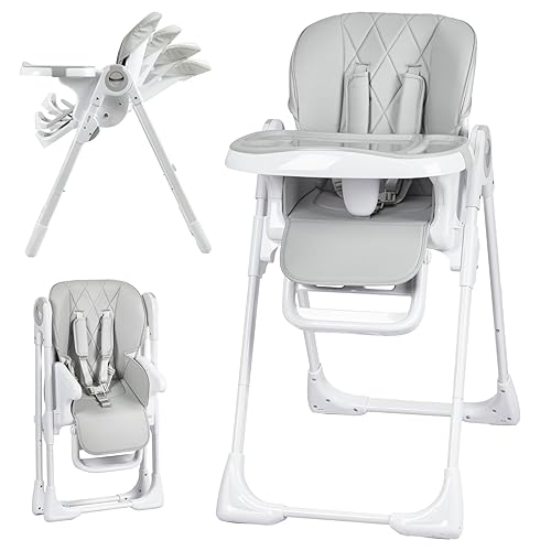 GAOMON Silla alta para bebé, sillas altas multifuncionales para bebés con altura ajustable y reclinable, silla alta plegable para bebés y niños
